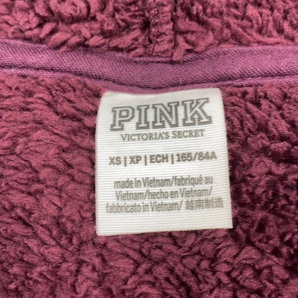 PINK Victoria's Secret Merlot Oversized Hooded Fuzzy Sweatshirt - Picture 5 of 7